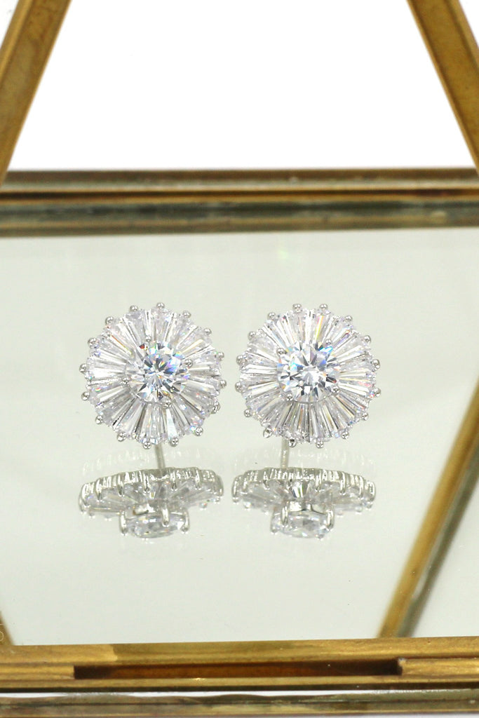 small sun flower crystal earring ring set