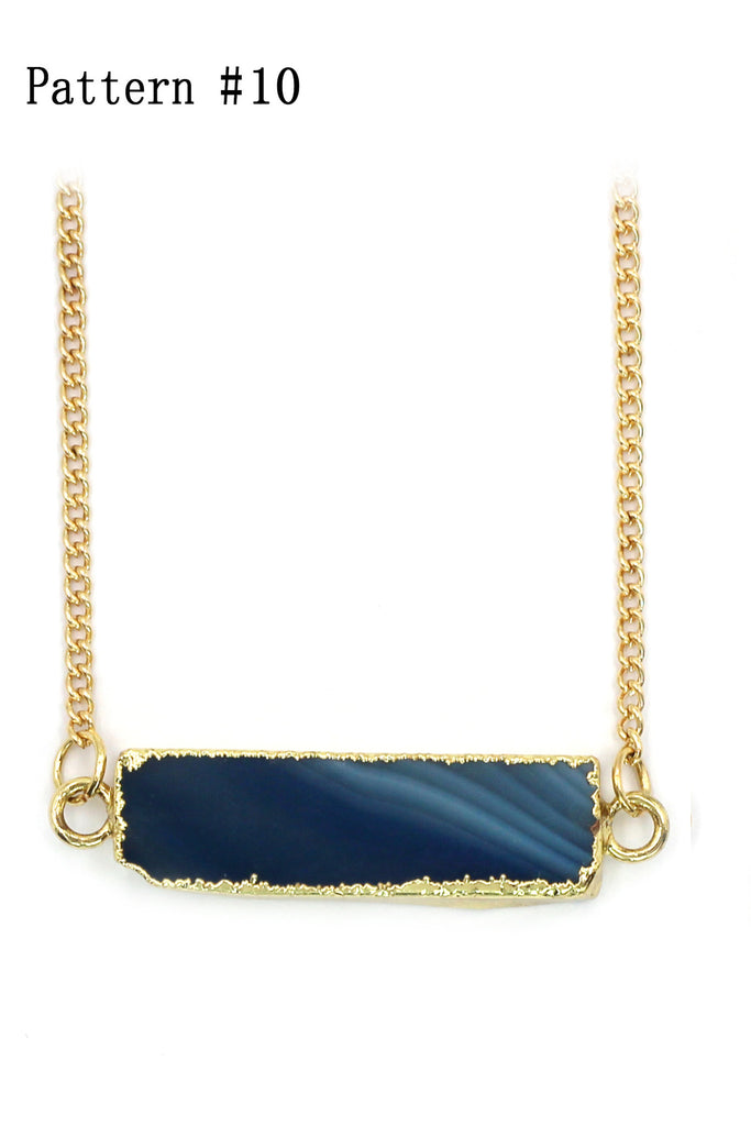 fashion natural stone golden necklace