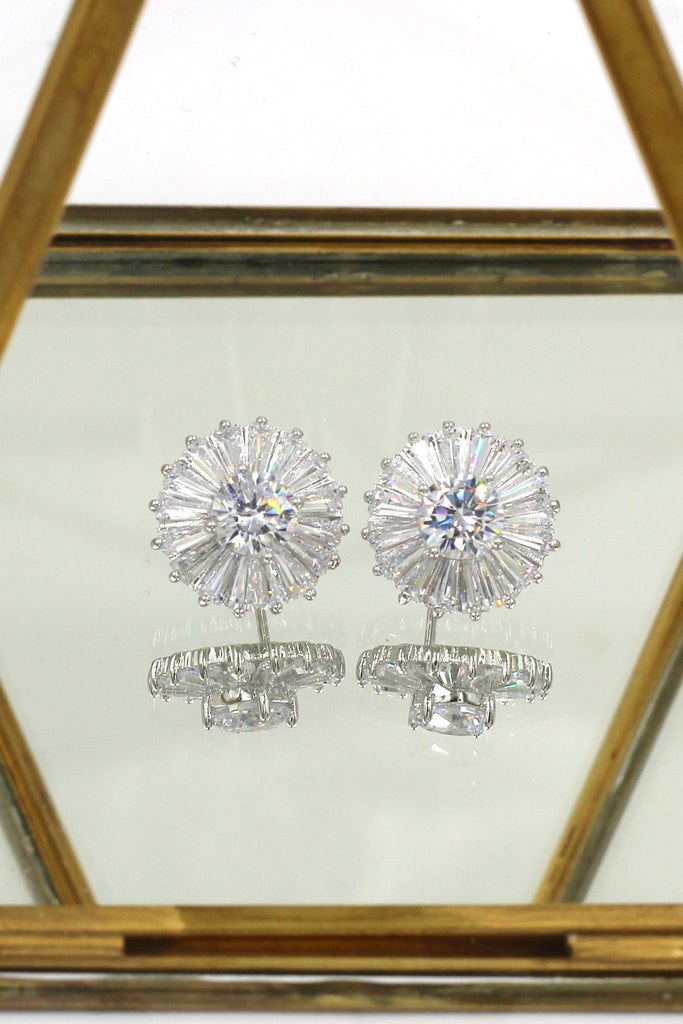 small sun flower crystal earring ring set