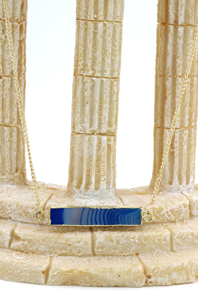 fashion natural stone golden necklace