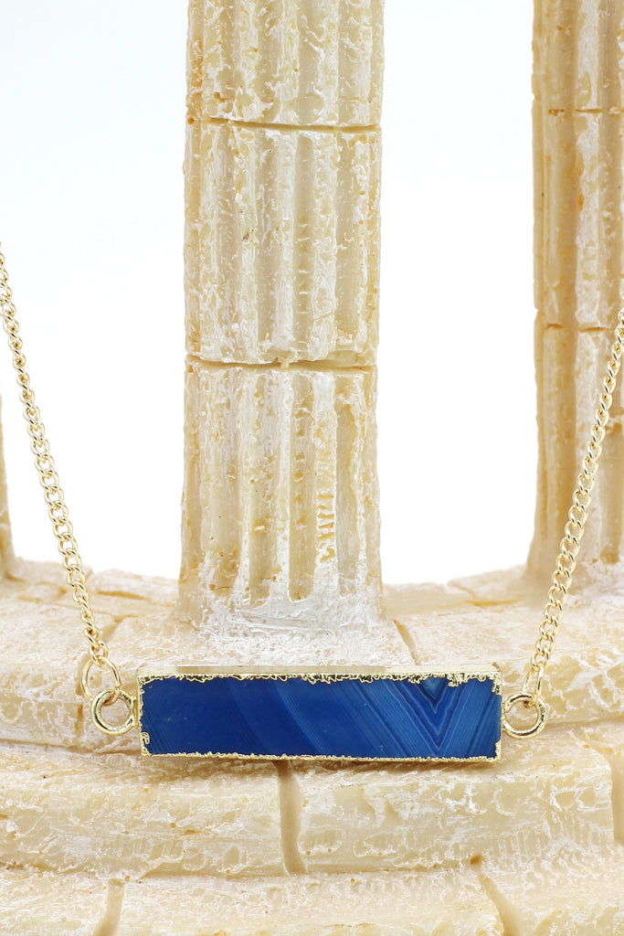 fashion natural stone golden necklace