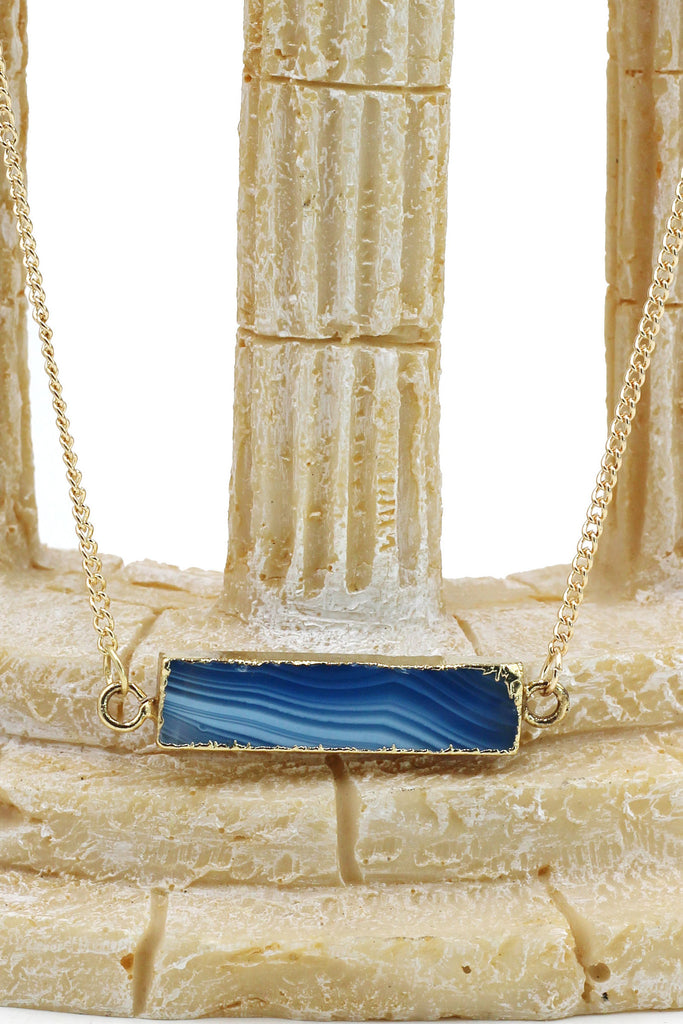 fashion natural stone golden necklace