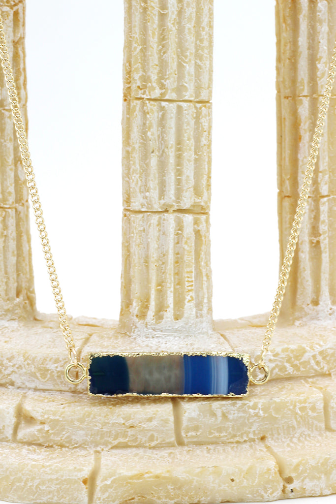 fashion natural stone golden necklace