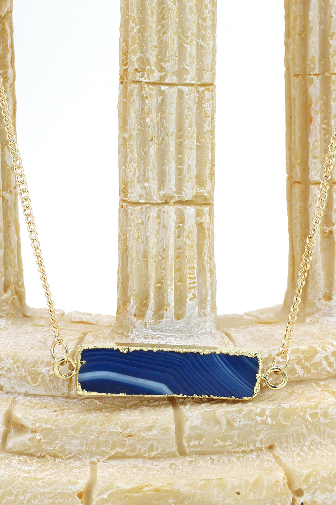 fashion natural stone golden necklace