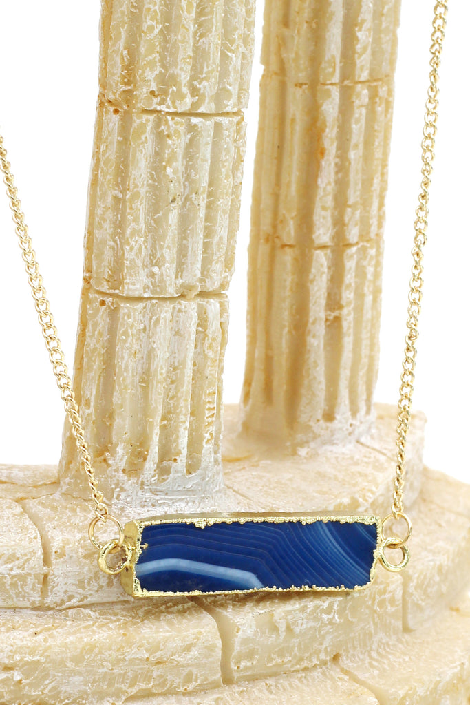 fashion natural stone golden necklace