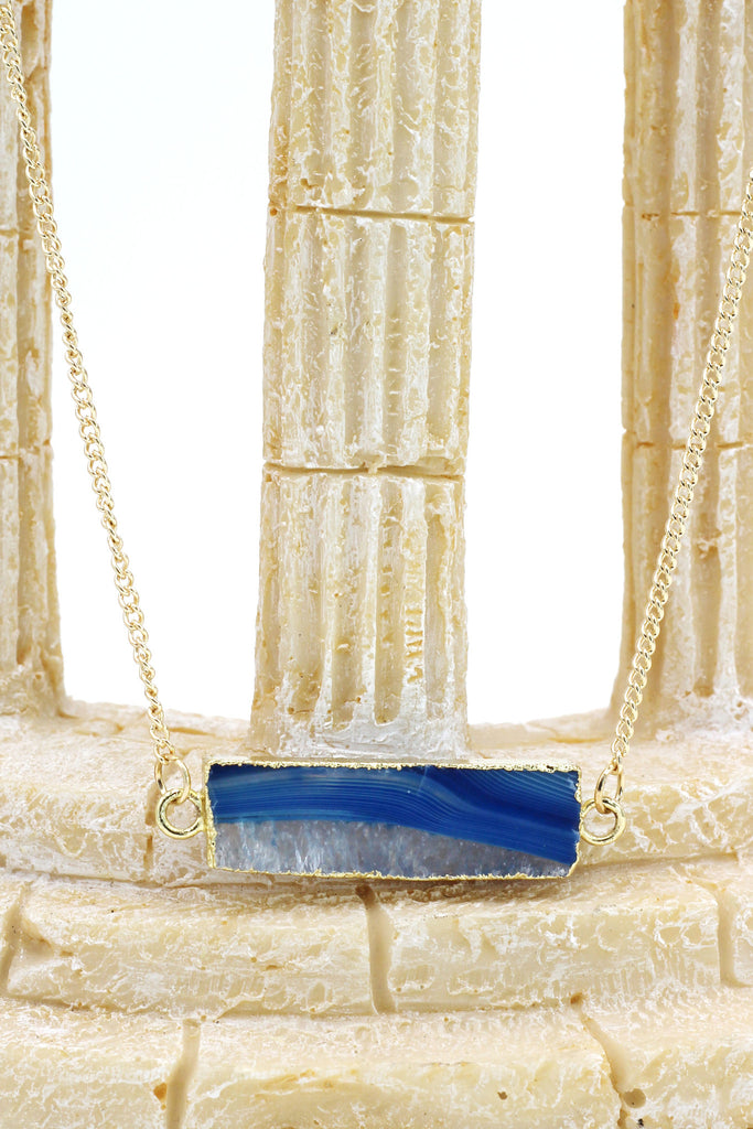 fashion natural stone golden necklace