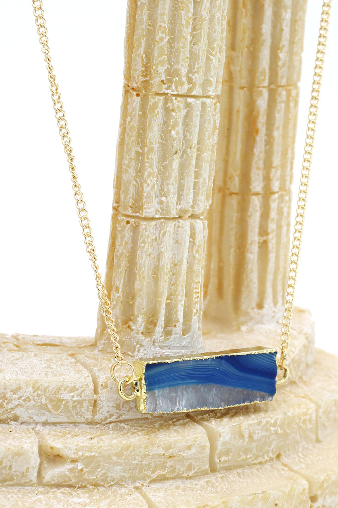 fashion natural stone golden necklace