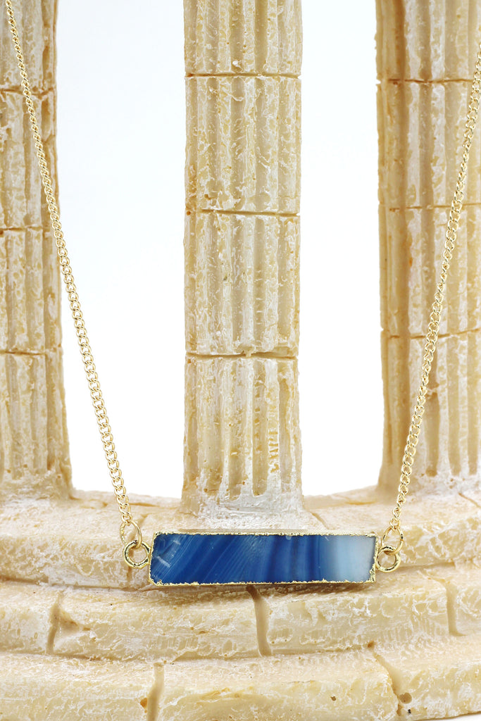 fashion natural stone golden necklace