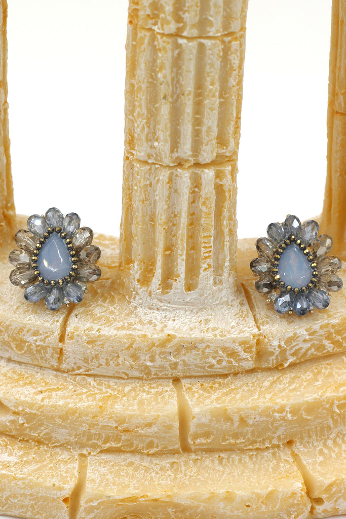 lucky blue bead crystal earrings