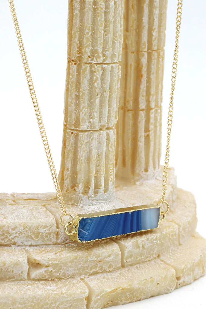 fashion natural stone golden necklace