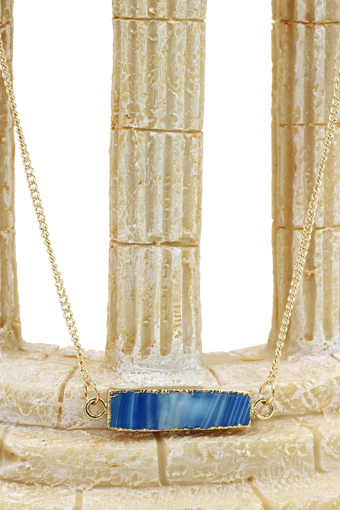 fashion natural stone golden necklace