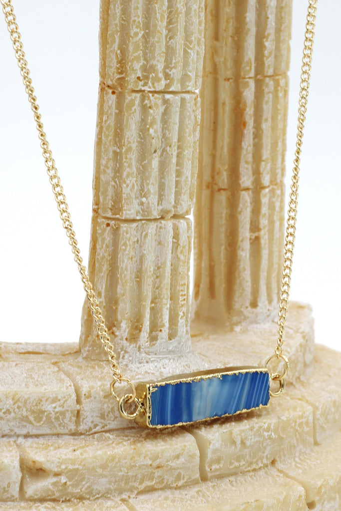 fashion natural stone golden necklace