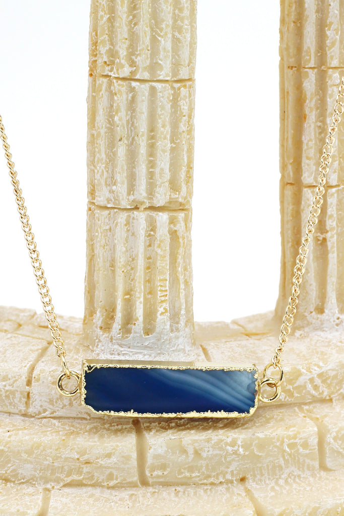 fashion natural stone golden necklace