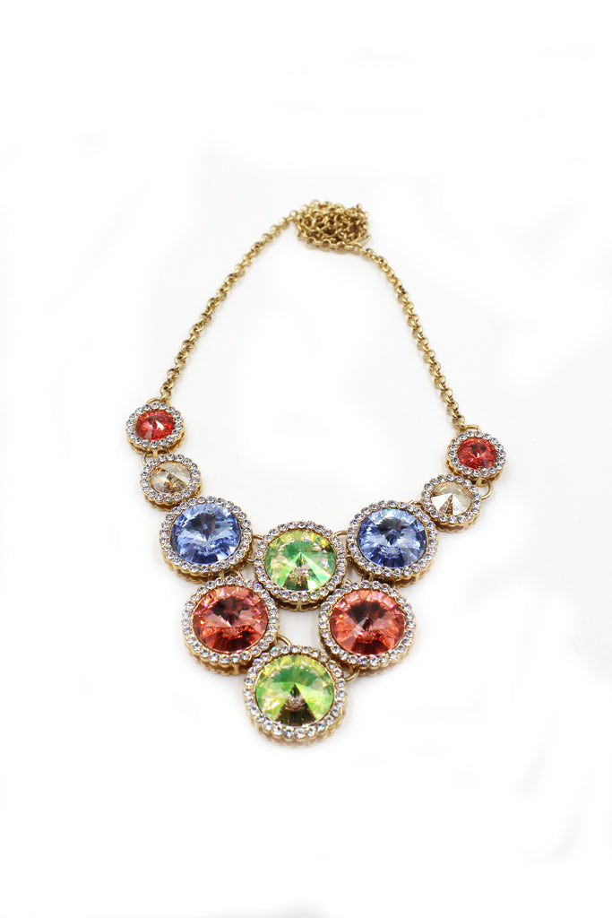 round colorful crystal necklace