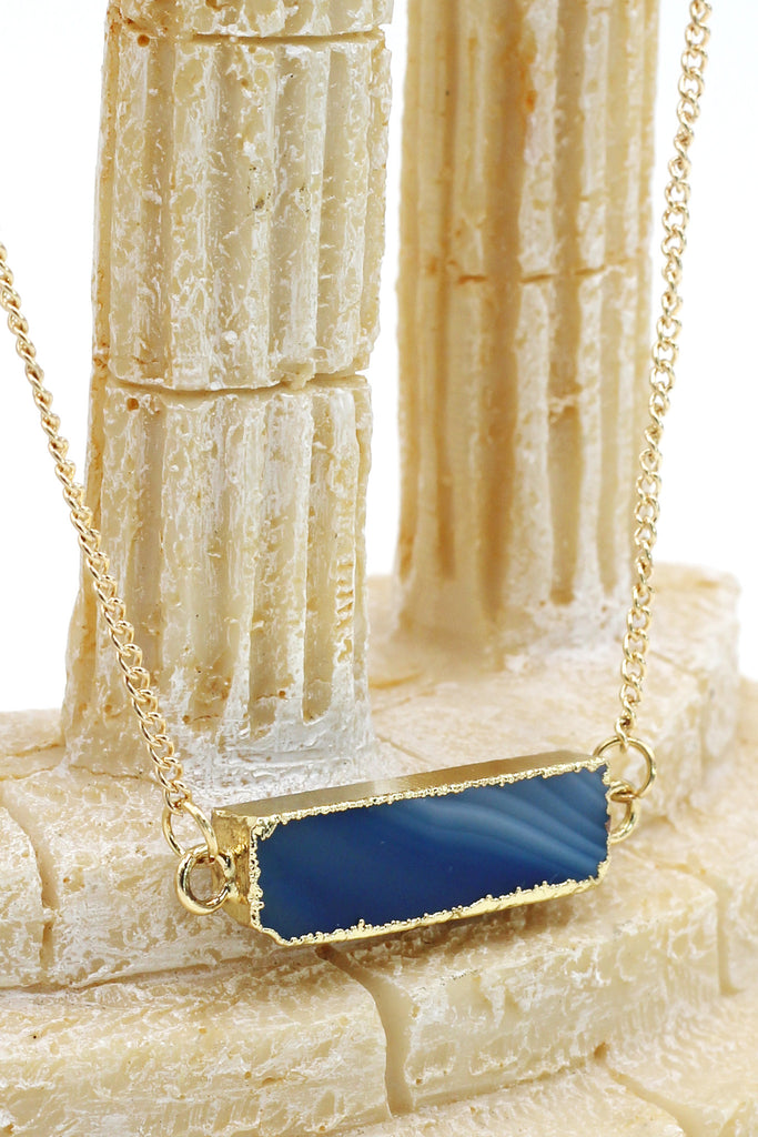 fashion natural stone golden necklace