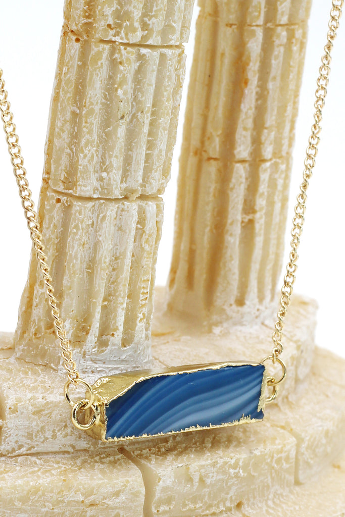 fashion natural stone golden necklace