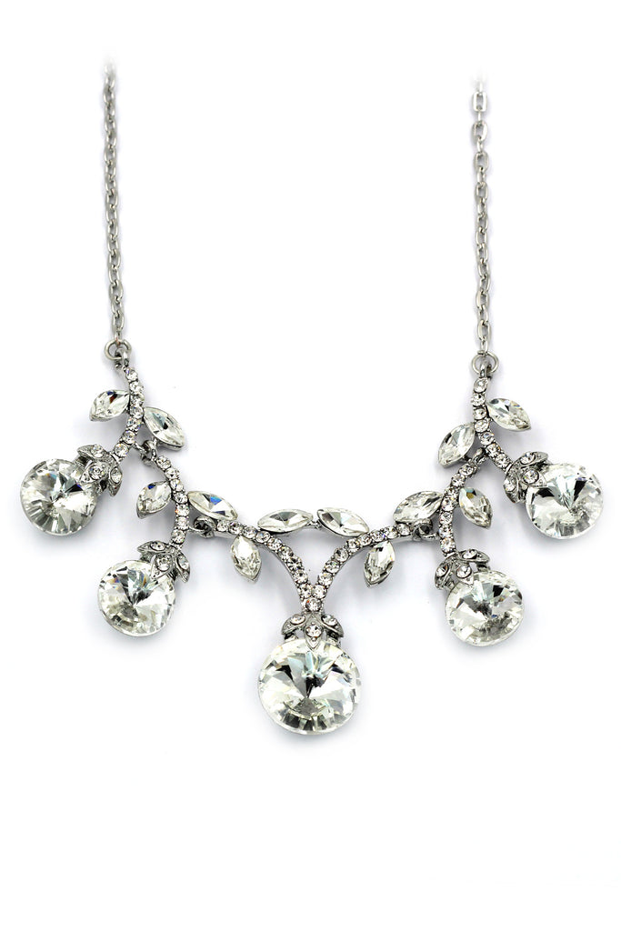 elegant sparkling white crystal necklace