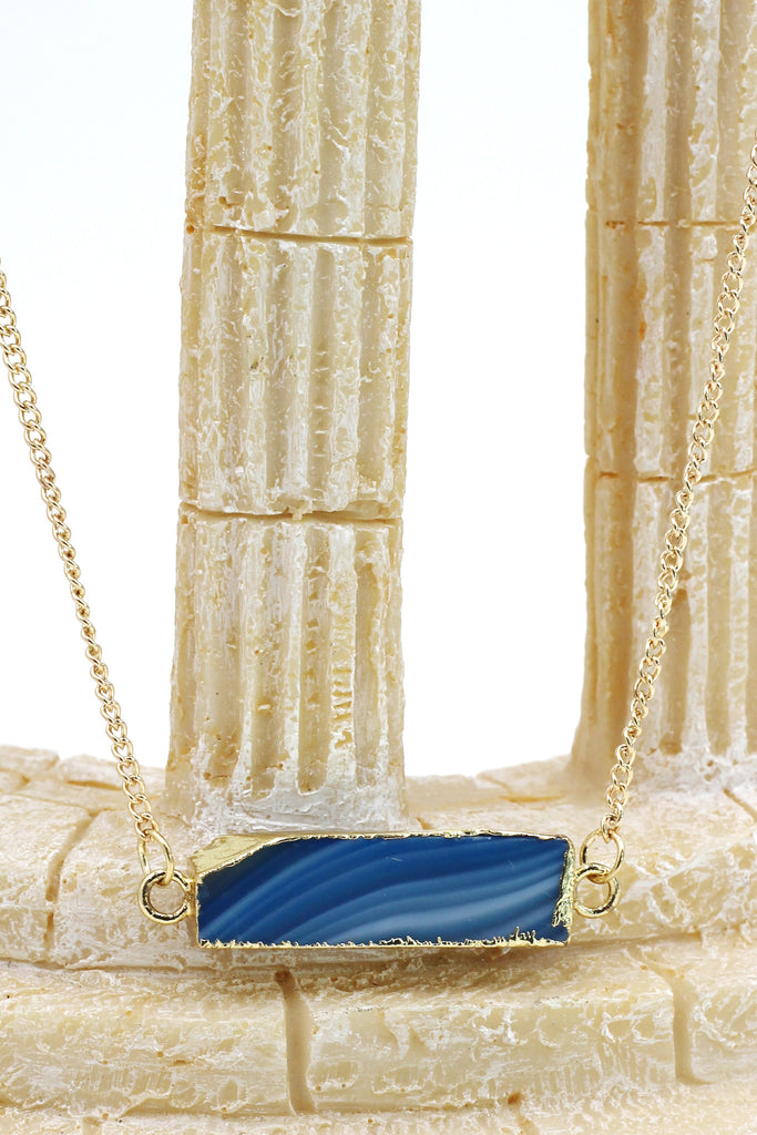 fashion natural stone golden necklace