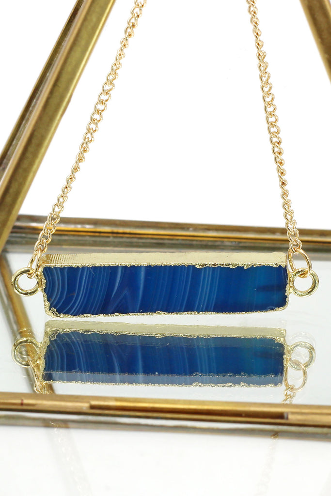 fashion natural stone golden necklace