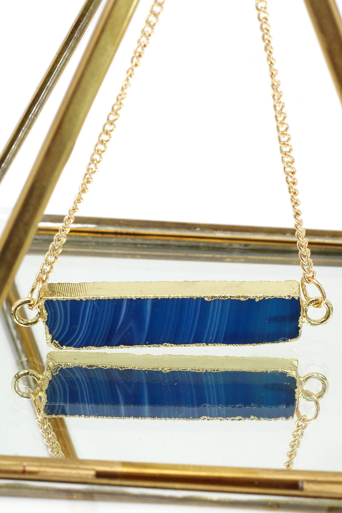 fashion natural stone golden necklace