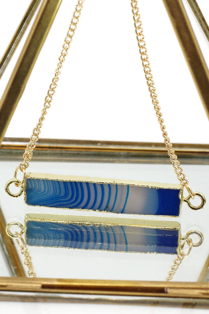 fashion natural stone golden necklace