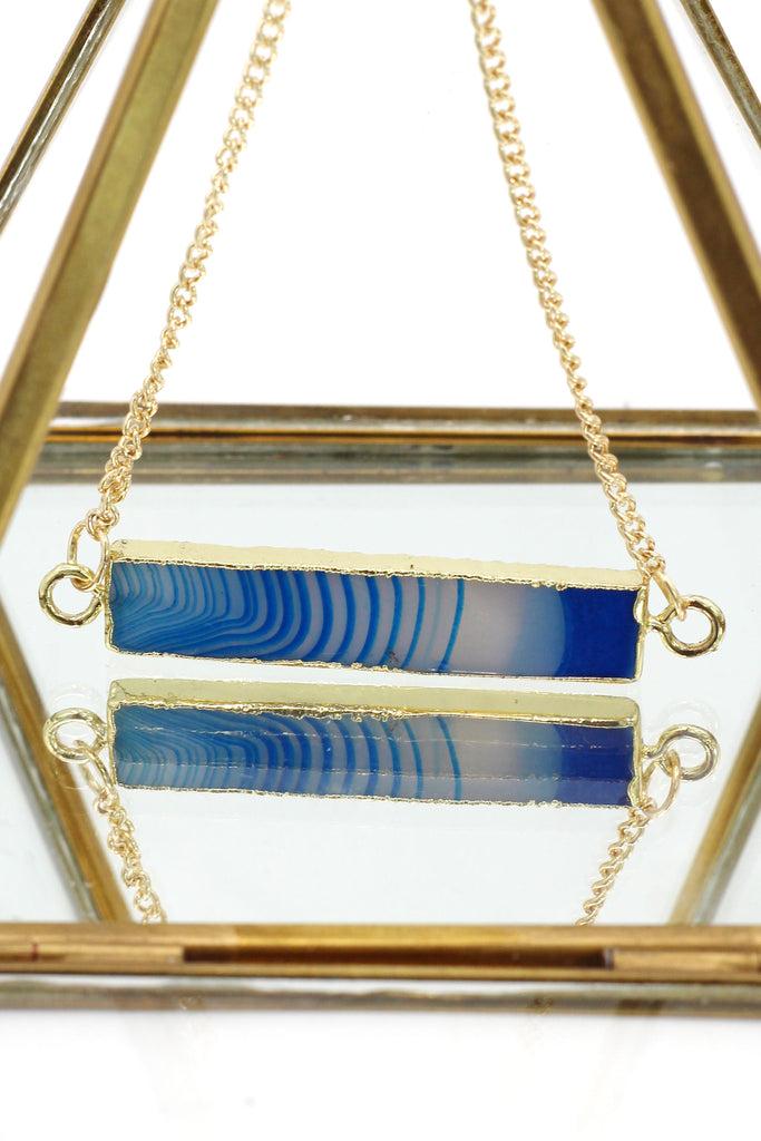 fashion natural stone golden necklace