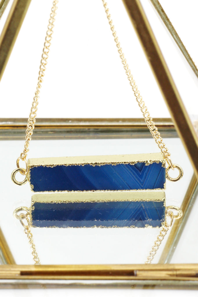 fashion natural stone golden necklace