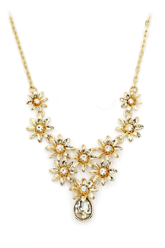 elegant sunflower crystal earrings necklace set