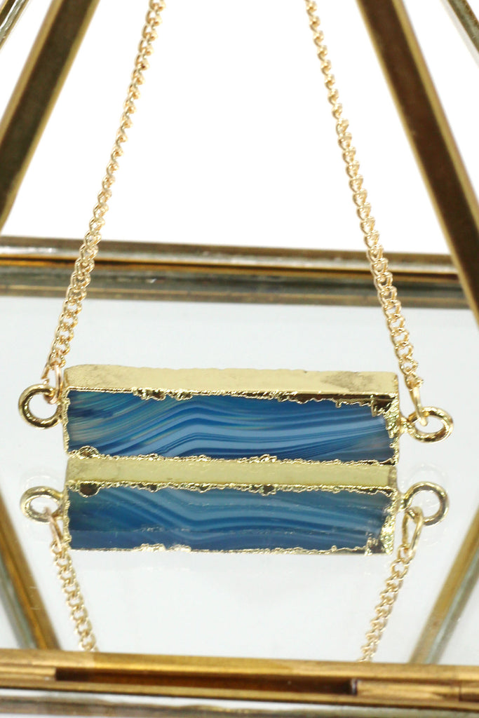 fashion natural stone golden necklace