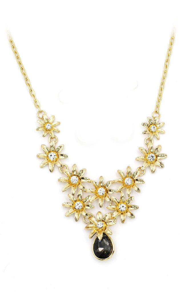 elegant sunflower crystal earrings necklace set