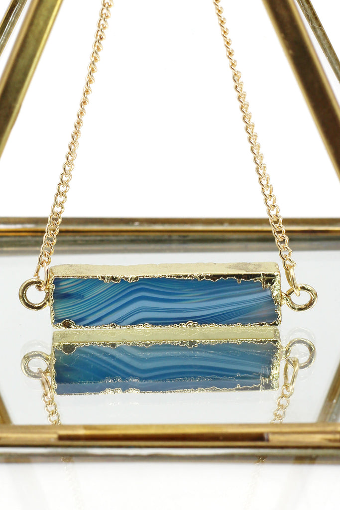 fashion natural stone golden necklace