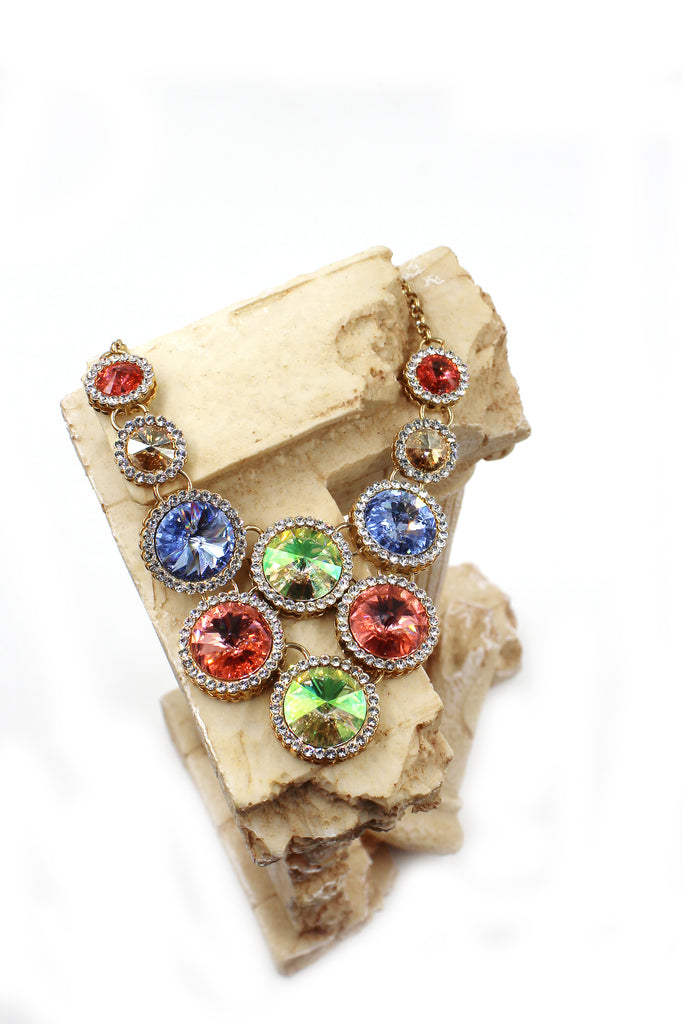 round colorful crystal necklace