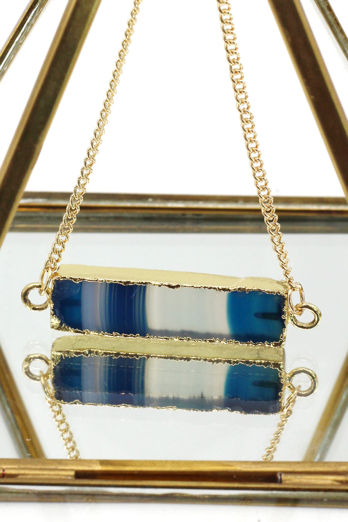 fashion natural stone golden necklace