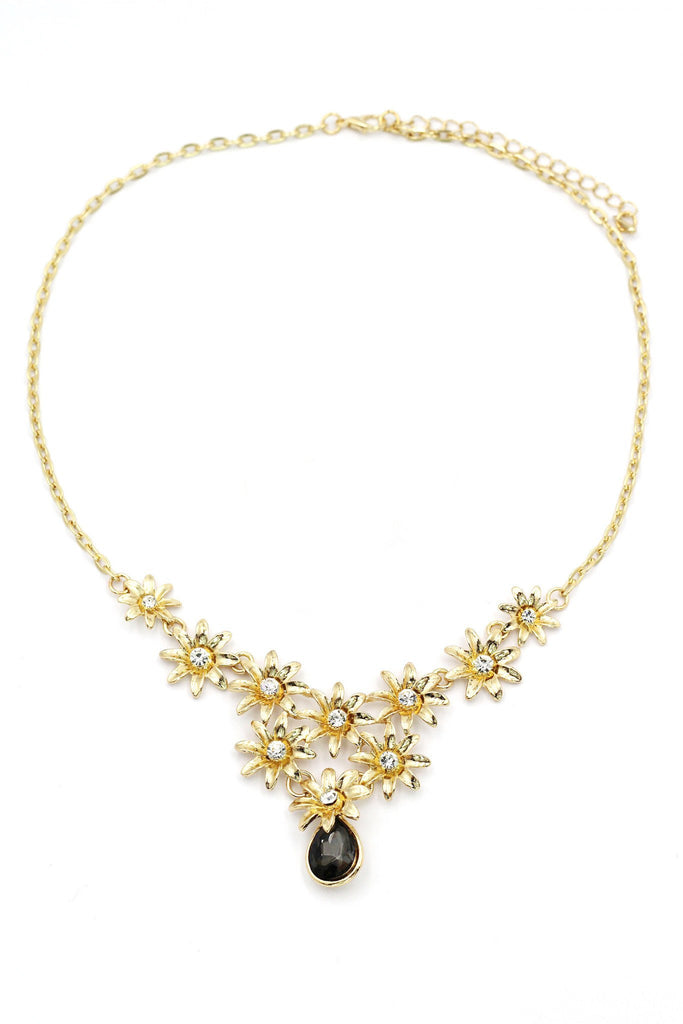 elegant sunflower crystal earrings necklace set