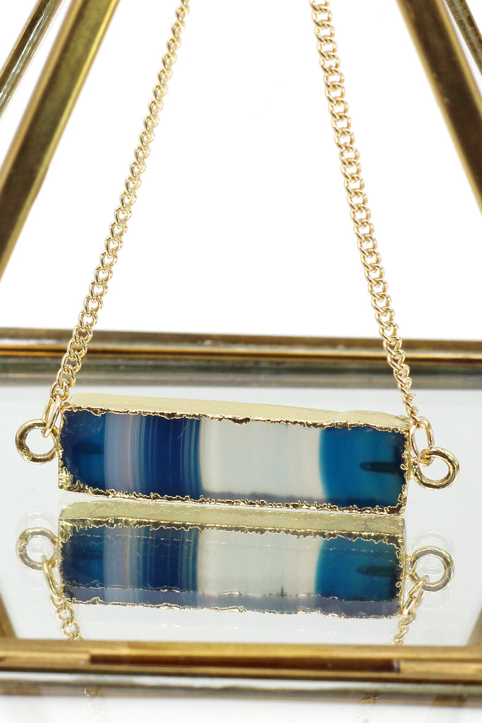 fashion natural stone golden necklace