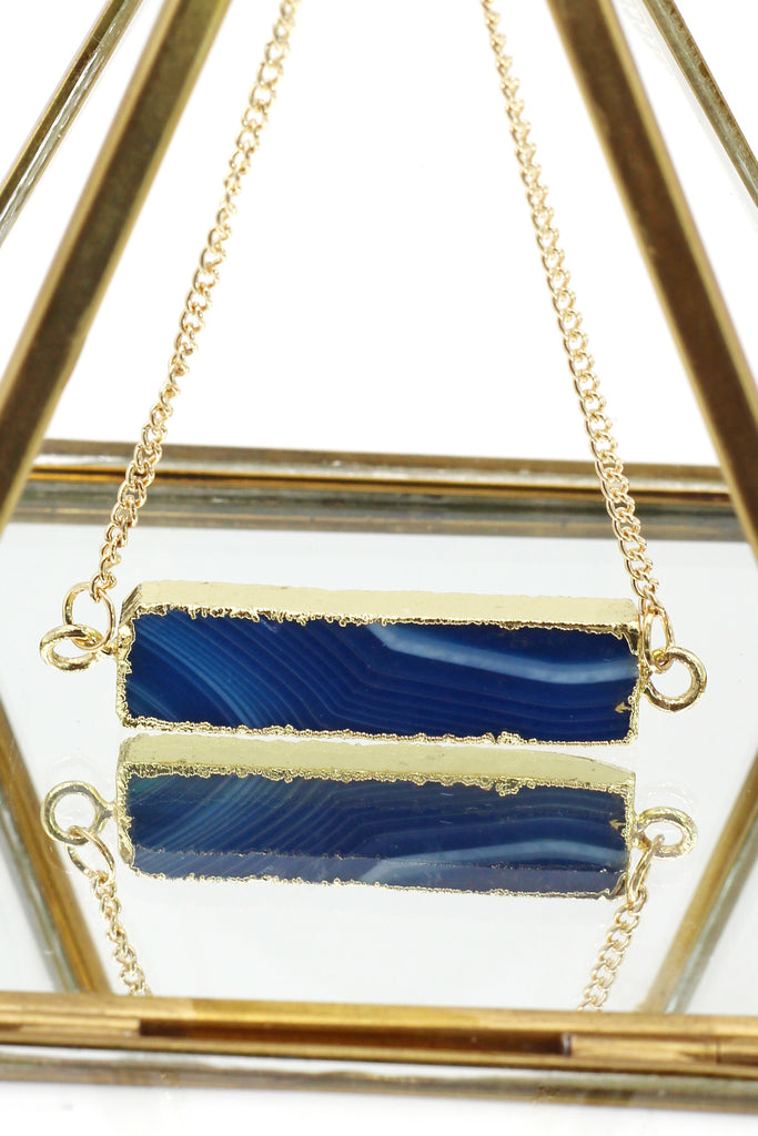 fashion natural stone golden necklace