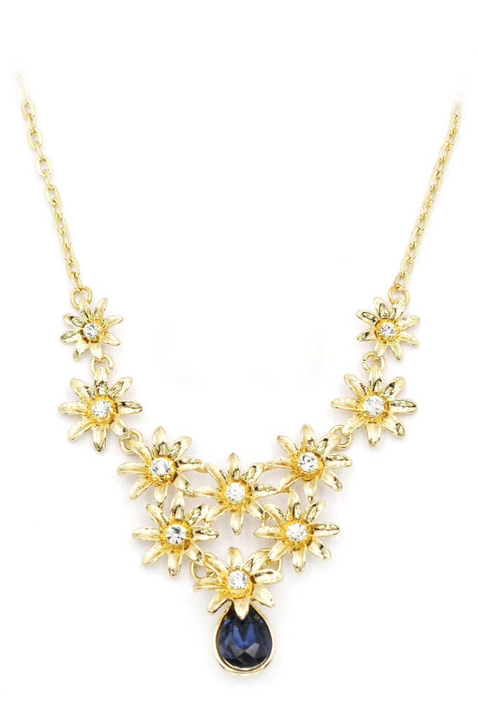 elegant sunflower crystal earrings necklace set