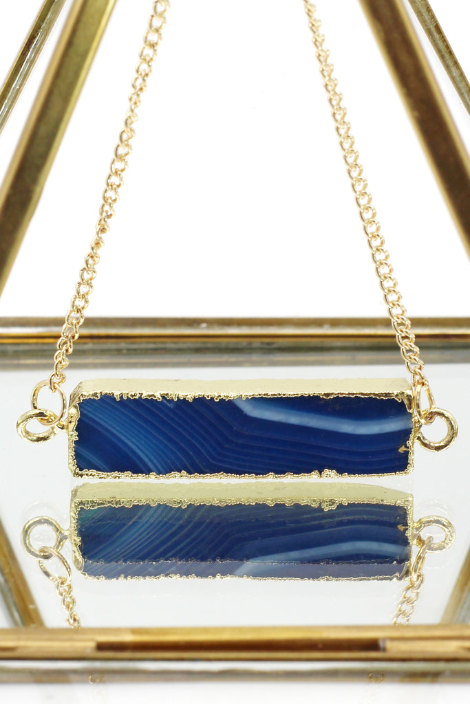 fashion natural stone golden necklace