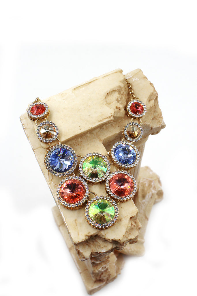 round colorful crystal necklace