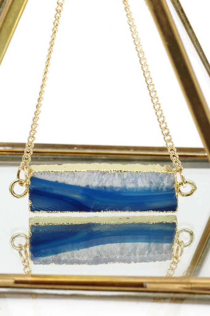 fashion natural stone golden necklace