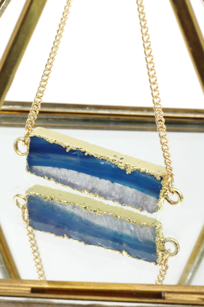 fashion natural stone golden necklace