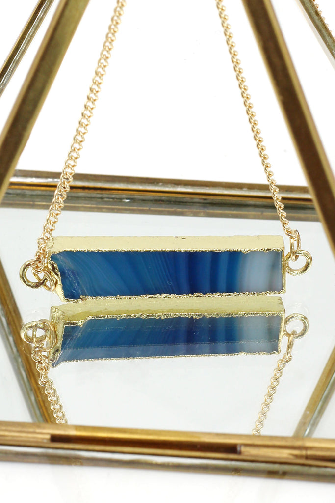 fashion natural stone golden necklace