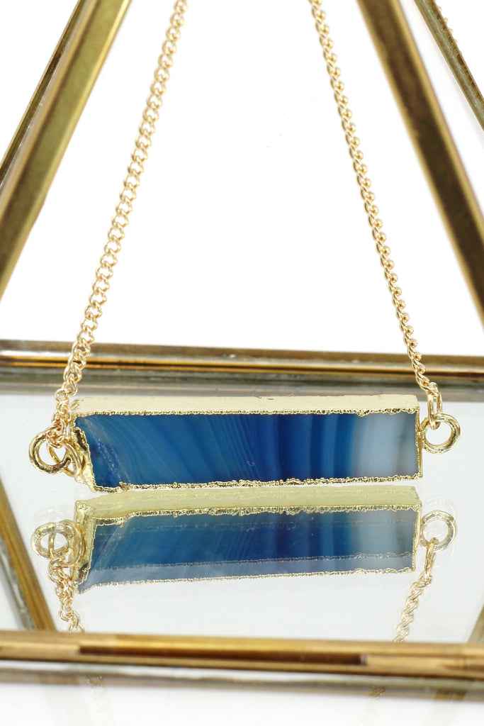 fashion natural stone golden necklace