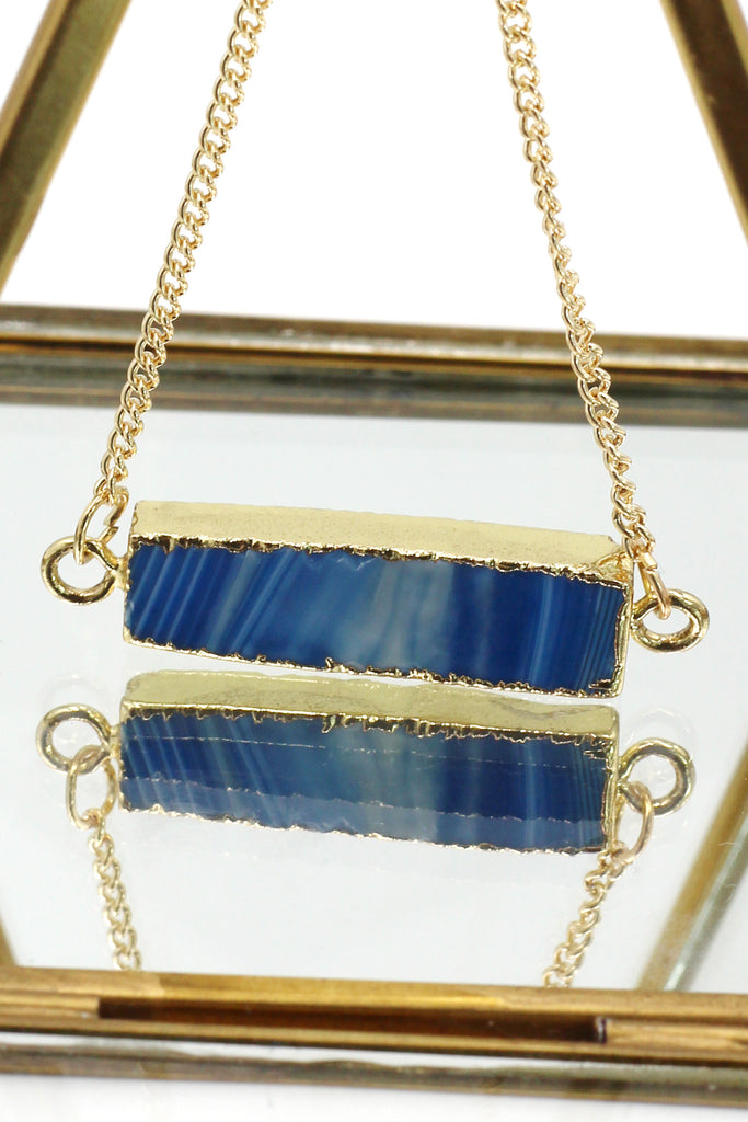 fashion natural stone golden necklace