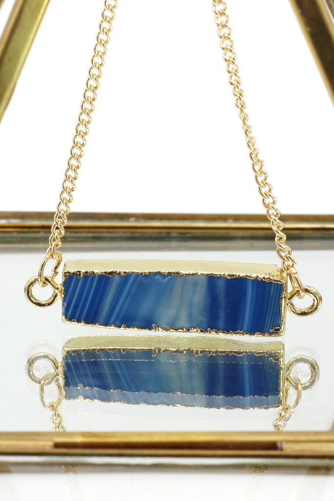 fashion natural stone golden necklace