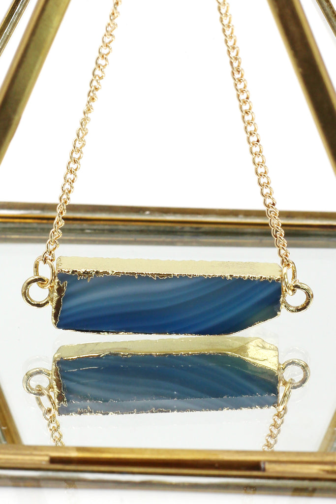 fashion natural stone golden necklace