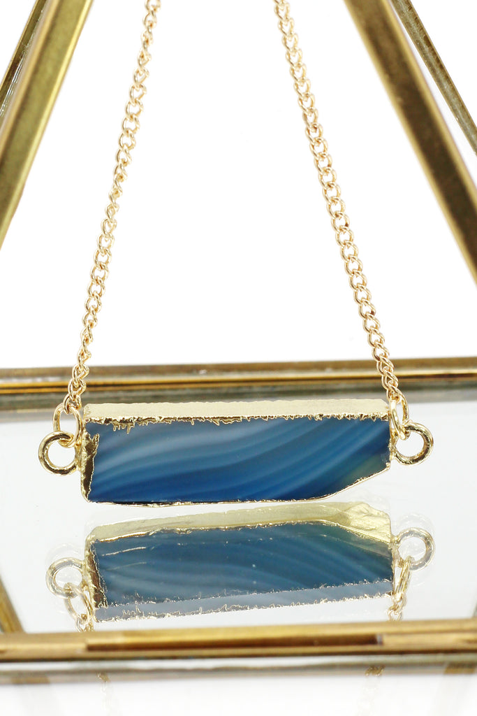 fashion natural stone golden necklace