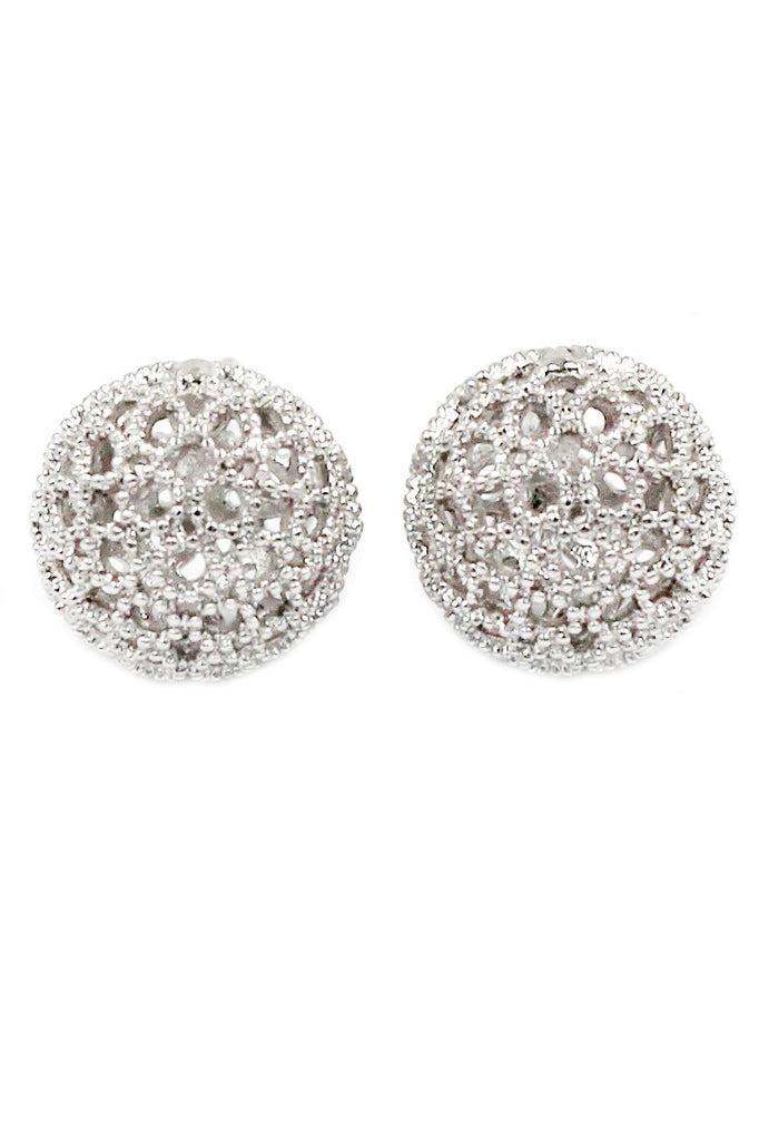 silver ball crystal necklace earrings set