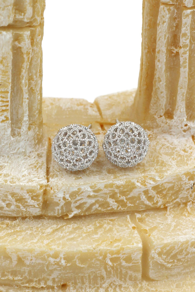 silver ball crystal necklace earrings set