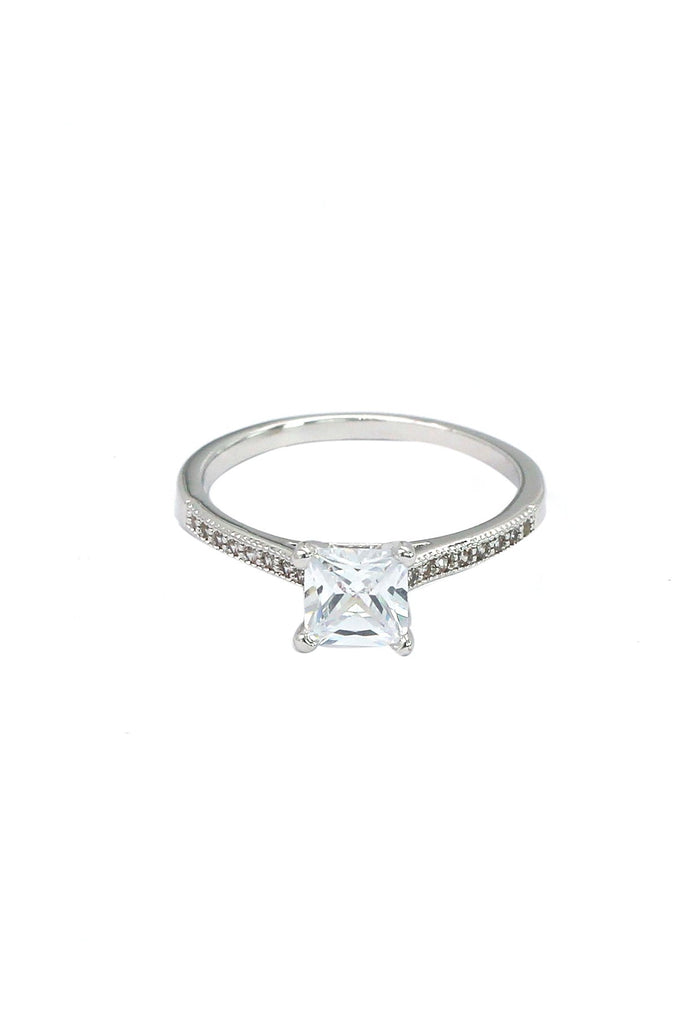 square crystal earrings ring set
